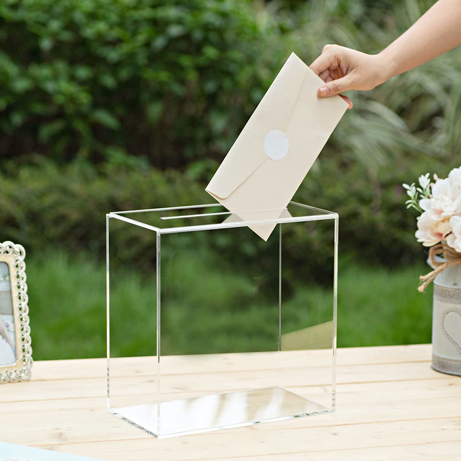 Clear Large Plexiglass Display Case For Wedding Card Modern Stylish For Wedding Reception Graduation Party