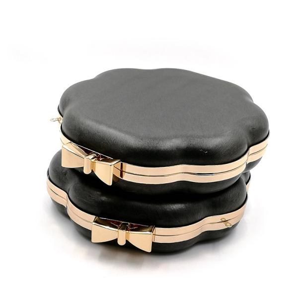 Unique Bow Design Clasp Wavy Edge Round Shape Metal Box Clutch Frame
