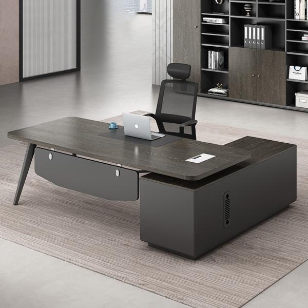 Large President Desk with Storage File Cabinet PANEL Wood Style Office Furniture