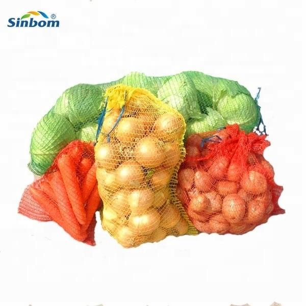 Customized PE Kindling Wood Mesh Net Sacks Raschel Orange Bags For Vegetables