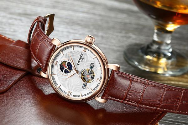Mens automatic mechanical watch luxury brand KINYUED tourbillon automatic movement mechanical watch