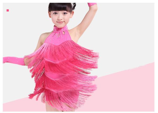 New style children tassel Latin dance costumes performing dress uniforms girls dance suit
