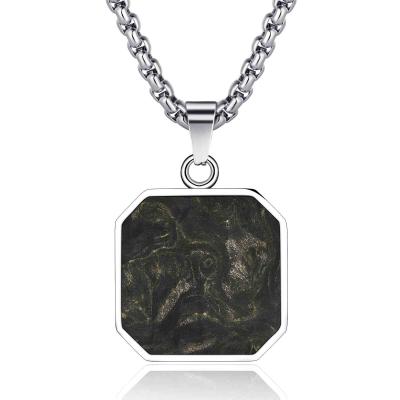Religious Forged Carbon Fiber Pendant Square Bible Verse Christian Cross Necklace For Men