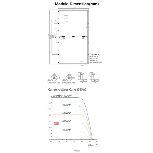2279*1134*35mm 450 Watt Solar Panels Flat Roof Pv Panels With CQC Certified