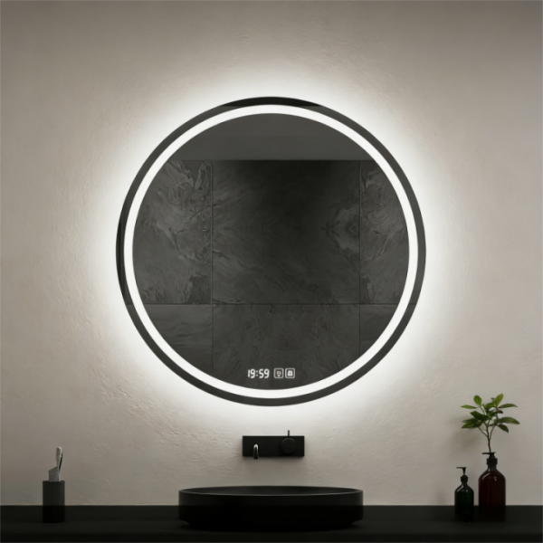 Smart Round LED Bathroom Mirror with Defogging Wall Hanging Anti-Fog Touch Simple Modern Design