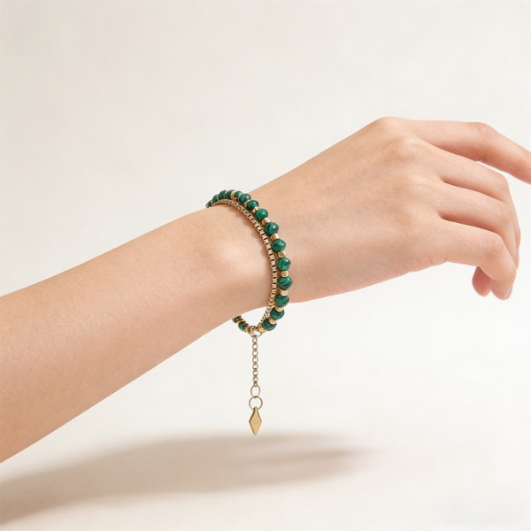 New Bohemian Style 18K Gold Plated Stainless Steel Box Chain Beaded Bracelet Fashion Women's Jewelry Bracelets