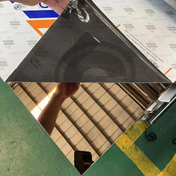 Lámina de Acero Inoxidable HONGWANG Espejo Dorado, Acabado Espejo Negro con Tratamiento Anti-Huellas