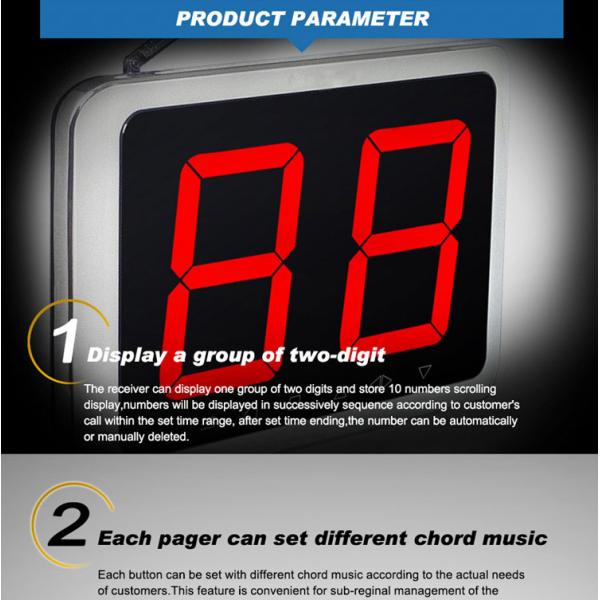 Cuadro de metal plateado de dos dígitos LED de exhibición sistema de llamada de camarero de restaurante