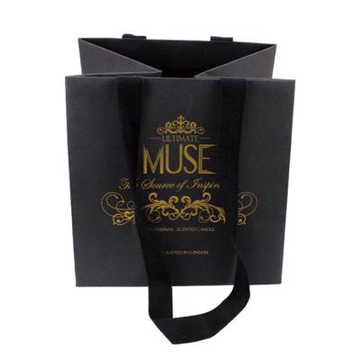 Matt Black Kraft Paper Gift Bags Clothing Packaging Bags With Handles And String