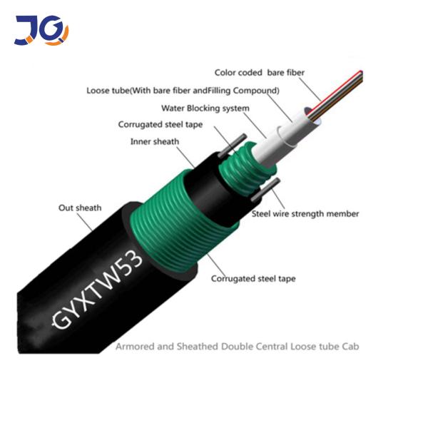 2 Core Double Steel Tape Direct Burial Fiber Cable GYXTW53 For Underground