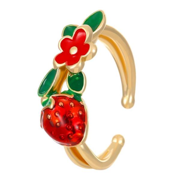 3.565g 8# anneau de doigt de cuivre anneau rond de fraise