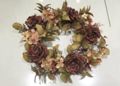 Autumn Style 50cm Artificial Maple Rose French Hydrangea Wreath