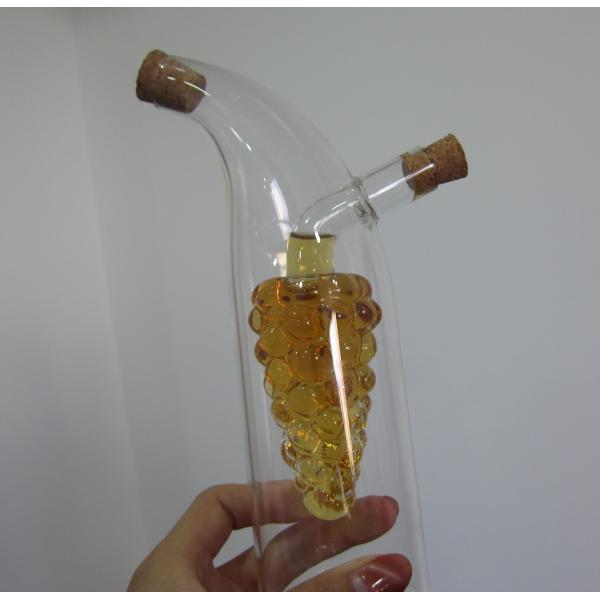 Банка формы виноградины двойного слоя стеклянная с крышкой для масла