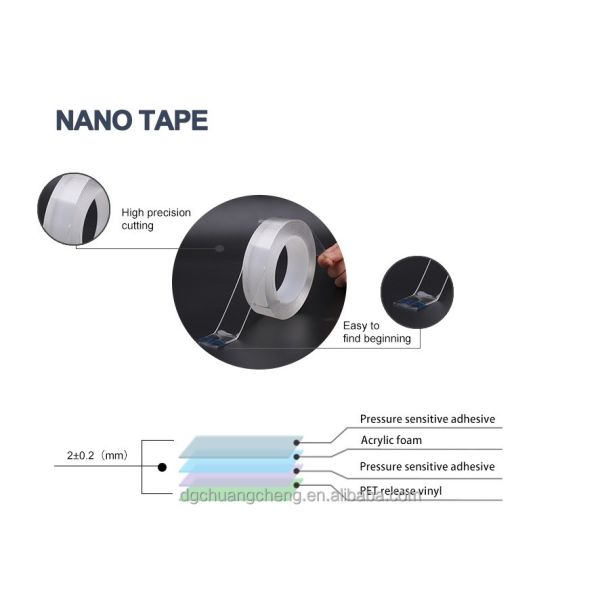 High Quality Strong Sticky Transparent Adhesive Tape Masking Cuttable Double Stick Heavy Duty Nano Grip Tape Household Office