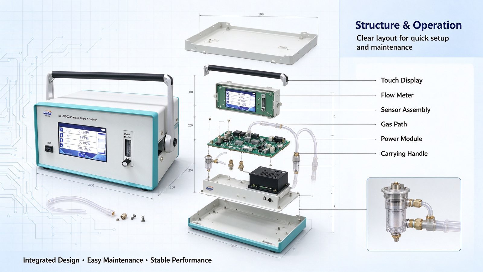 Metal Calorific Value Portable Gas Analyzer Tester For CO2 CH4 H2S O2 Methane Gas Detection