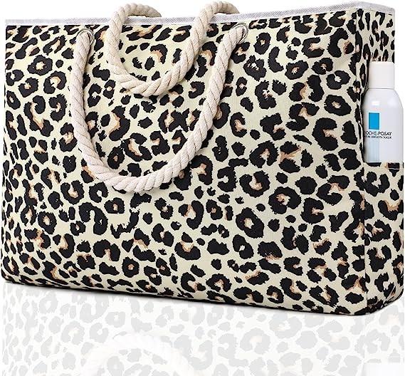 Beach Bag for Women - Large Beach Tote Bag, Waterproof Sandproof Beach Bag with Zipper, Large Swim Pool Beach Tote