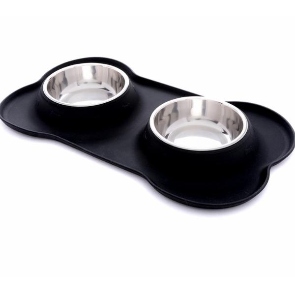 Acero inoxidable Cat Bowl Meal Pad Portable del perro casero del silicón