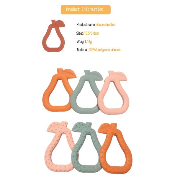 Custom Color Soft Silic Infant Pacifier At Night Pear Shape Infant Teether