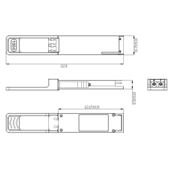100 Гбит / с QSFP28 волоконно-оптический передатчик CWDM4 одномодный 2 км для центра обработки данных
