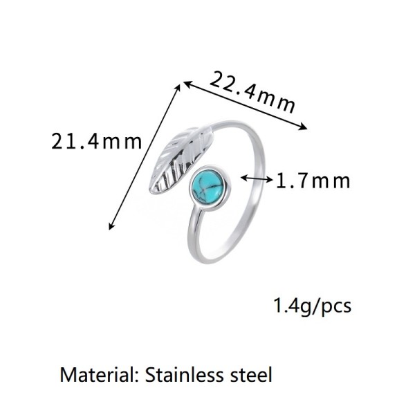 18k Gold Stainless Steel Turquoise Ring Understated Luxury Fashionable Versatile Open Ring Bracelet for Women
