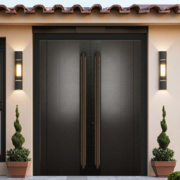 Custom Color Steel Security Door Finished Surface Modern Main Exterior Entry Door