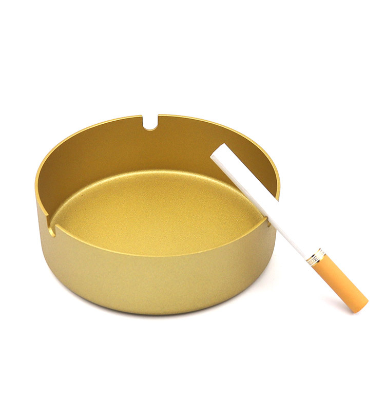 Round Aluminum Alloy Metal Ashtray with Multi-Color Matte Finish and Side Notches for Home Bar Hotel