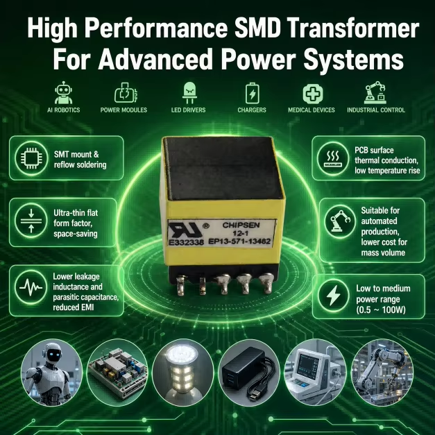 EP13 Low Loss High Frequency SMPS Transformer Custom POE SMPS Power Design