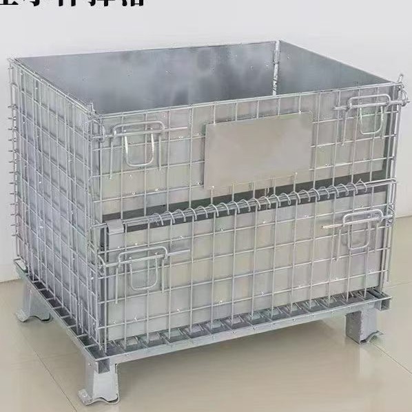 Foldable Storage Cage with Metal Tray to Prevent Spills