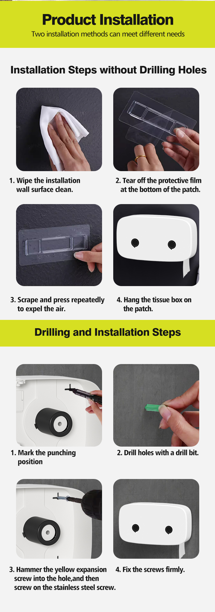 Modern ABS Plastic Double Roll Toilet Paper Dispenser Wall Mounted Hotel Commercial Use