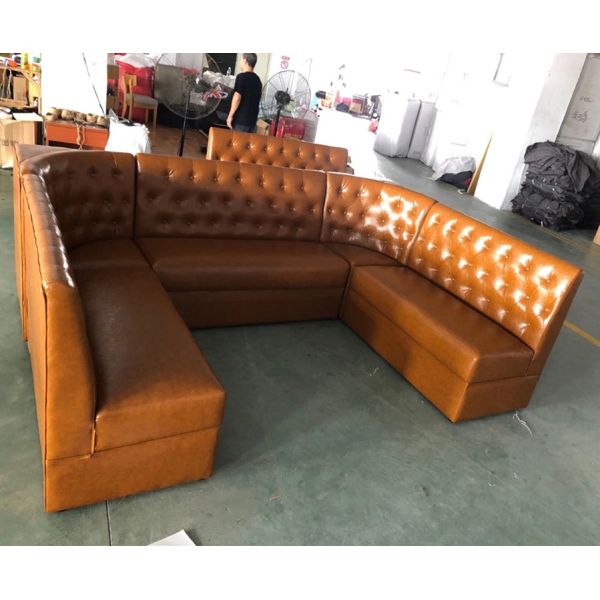 Custom Made Banquette Seating Furniture PU Restaurant Booth Seating Soft Sofa Bench