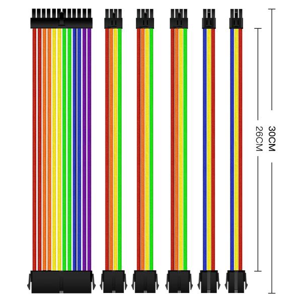 High Quality Insulation Sleeving Wiring Harness PET Braided Cable Sleeve Extension Power Supply Cable Kit 18AWG ATX 1*24pin  Set