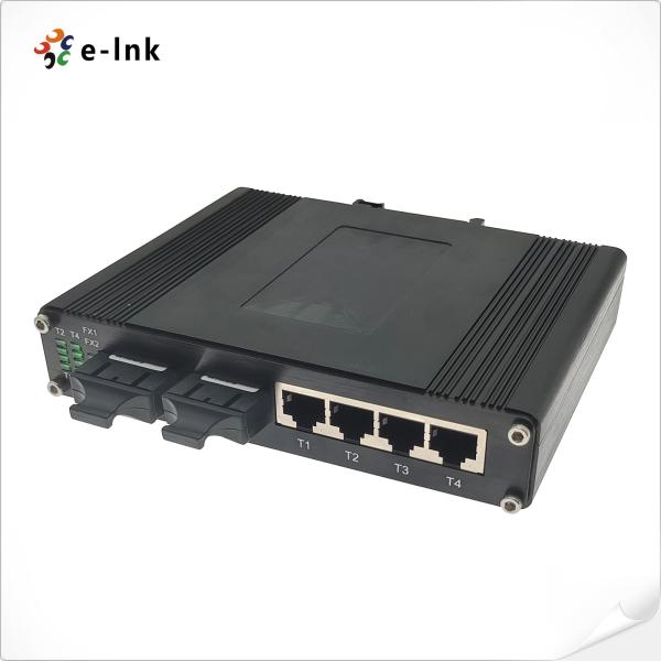Vente en gros de commutateur industriel PoE 4 ports 10/100T 802.3at à 2 ports 100FX SC à double fibre 20KM