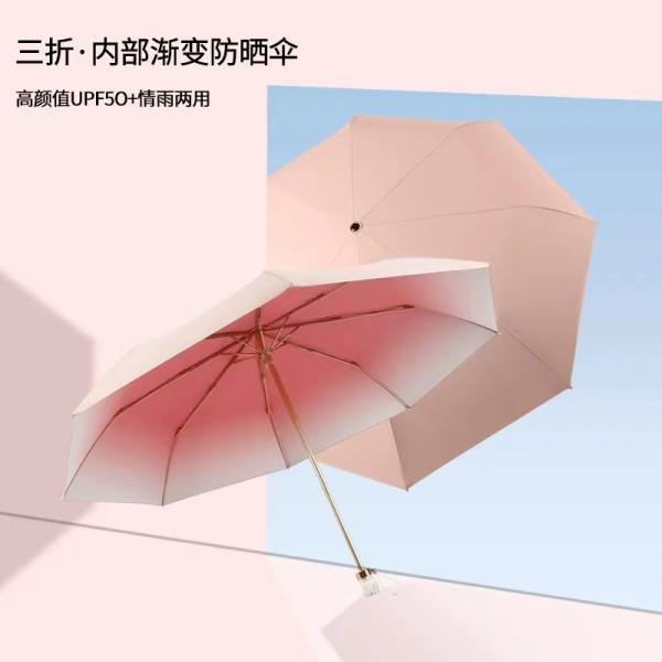 Metal Shaft Frame Custom Gradient Shade Umbrella Popular for Women All in 1 Function