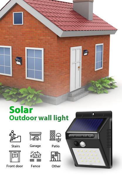 IP66 200lm 10ft Distance Solar Motion Sensor Wall Light 20 LED