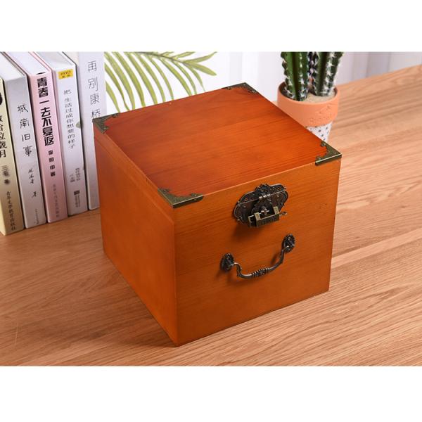 Customized Logo Acceptable Vintage Style Wooden Jewelry Gift Box with Lock and Key