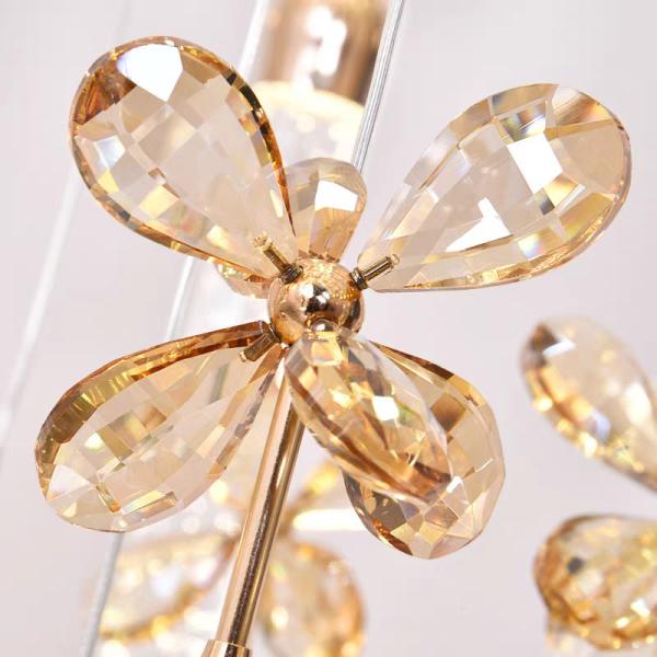 Nouveau salon à bulles de cristal à colonne de lumière LED de luxe simple lampe suspendue longue villa duplex escalier tournant immeuble de grande hauteur