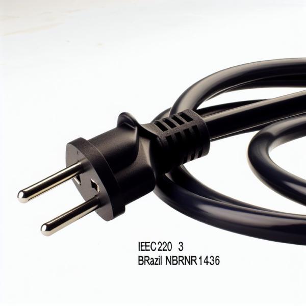 Brazil NBR14136 IEC320 C5 3-Pin Power Cord 3x0.75mm² 1.8M Black