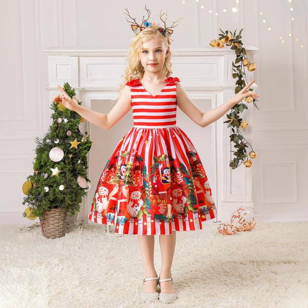 Children'S Dress Clothing Girls Fancy Christmas Dress Snowflake Printed Dresses