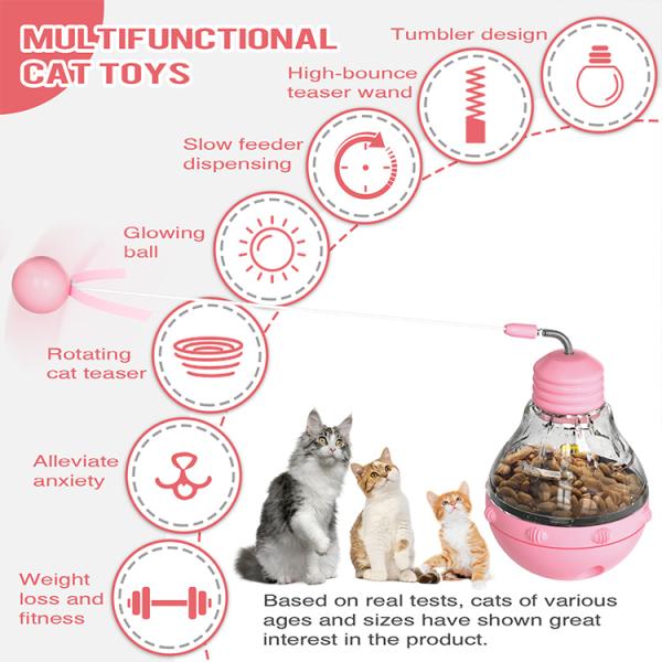 Stimulate Cat Interest Purple Interactive Movement Pet Toy with Gravity Feed Leaky Food
