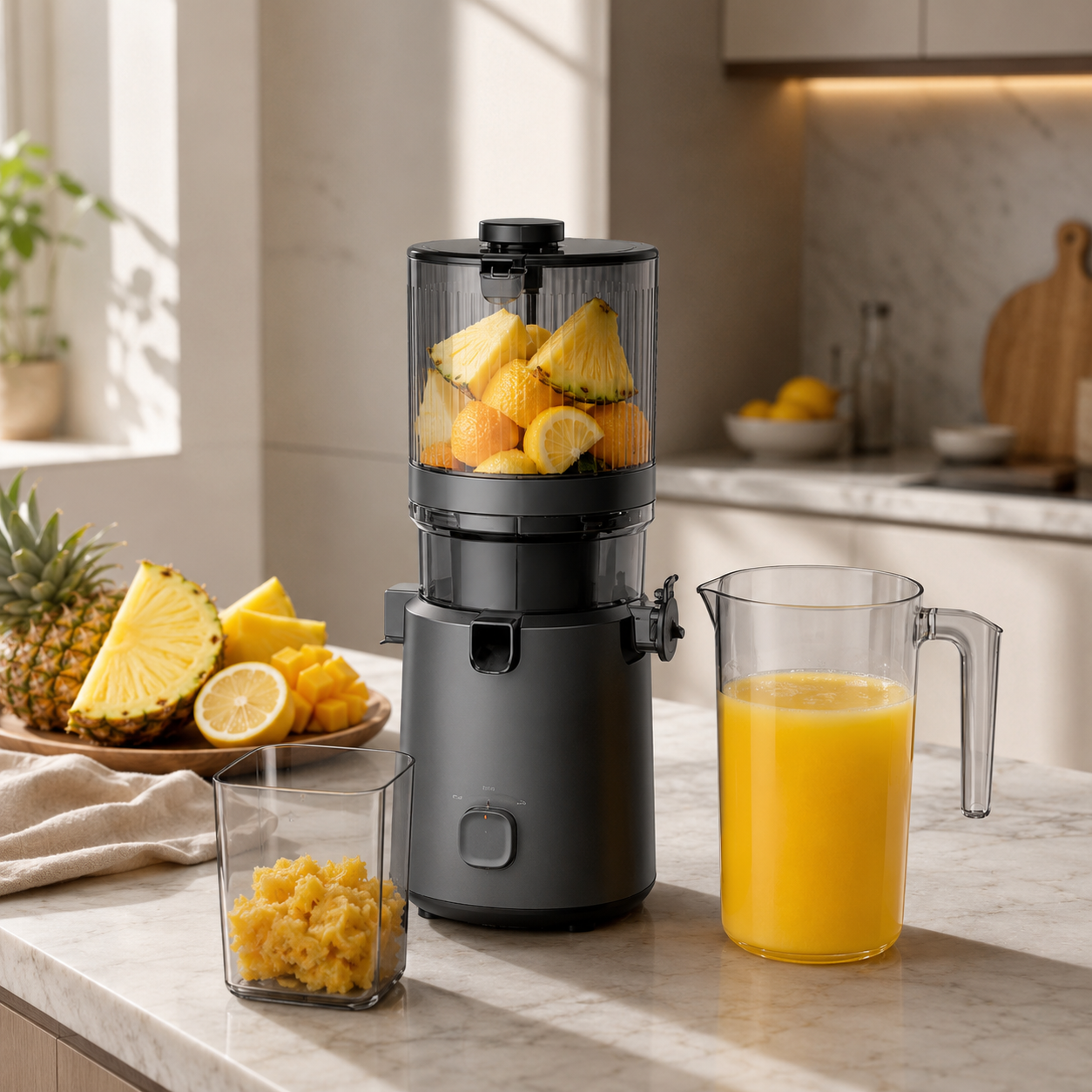 Fresh Smart HJ303 Extra-Wide Slow Masticating Juicer – Make Every Glass a Whole-Fruit Celebration with 155mm Chute, 2400ml Hopper, 200W Cold Press & Self-Cleaning