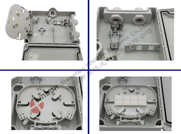 Nap Caja Terminal Fiber Optic Splitter Box Exterior Plastic Waterproof 2 Cable Glands