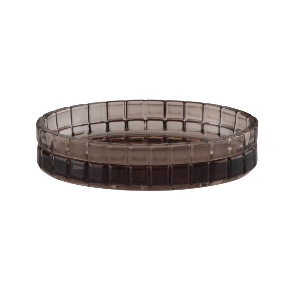 Brown Color Glass Bathroom Accessories Sets With Round Shape With Black Parts