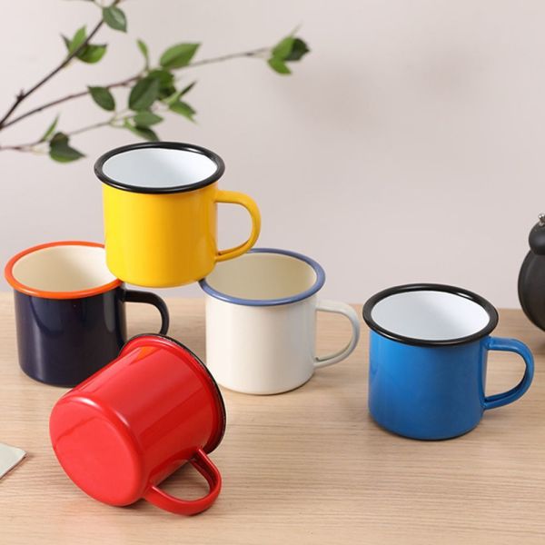 Carbon Steel Handmade 12oz Sublimation Blank White Enamel Cup Camping Mug Coffee Milk Mugs Cups Christmas Gift Choice