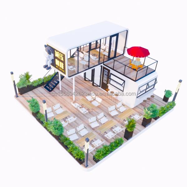 Cuadro de estructura de acero Soldado 20 pies Lujo casas prefabricadas portátiles con color personalizado para la comida tienda de café de la calle