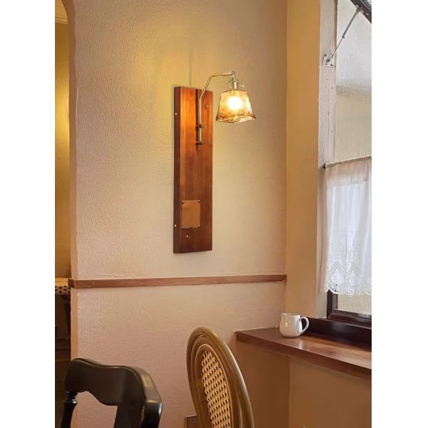 Japan Retro  Art Iron Glass Wood LED Decor Wall Lamp (WH-VR-127)