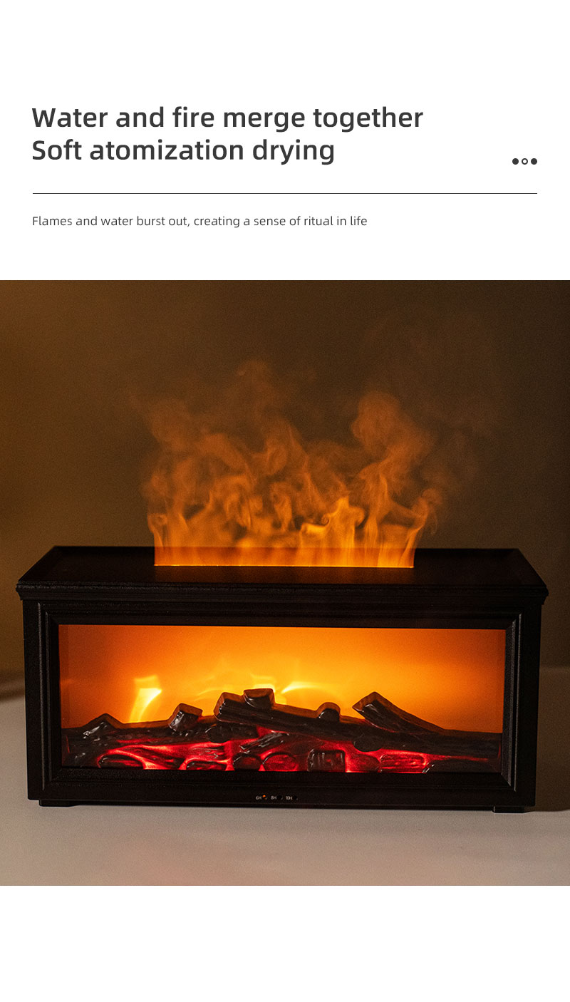 Home Creative Portable 280ml Bonfire Aroma diffuser USB Colorful Light Remote Control Simulated Fireplace Nebulizing Diffuser