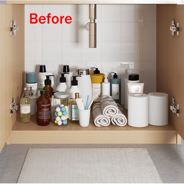 Bathroom Kitchen Stackable Double-layer Pull-out Storage Basket Spice Rack Basket  Under Sink Organizer Bathroom Shelf