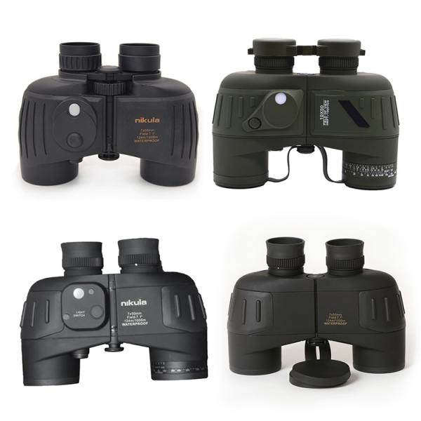 Binóculos impermeáveis/de Fogproof preto 12x50 do telescópio do compasso com retículo dos Rangefinders