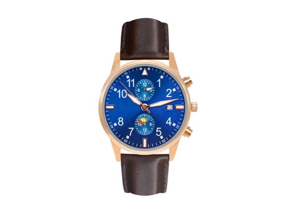 Hardened Glass Leather Wristband Watch , Quartz Stainless Steel Watch 10ATM