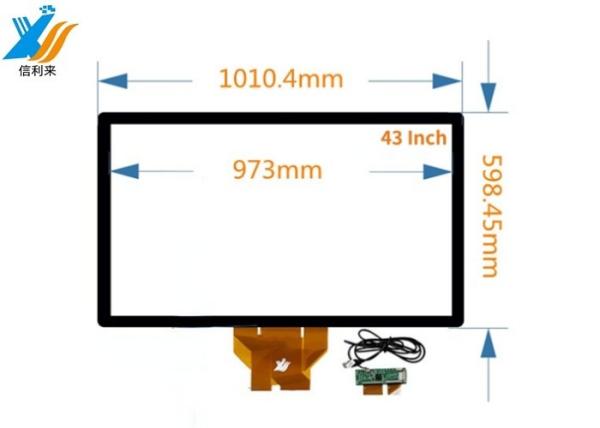 Display de tela sensível ao toque de 10 pontos de 43 polegadas Interface USB Estrutura G + G